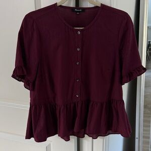Madewell Button-Front Peplum Blouse